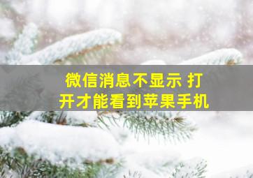 微信消息不显示 打开才能看到苹果手机